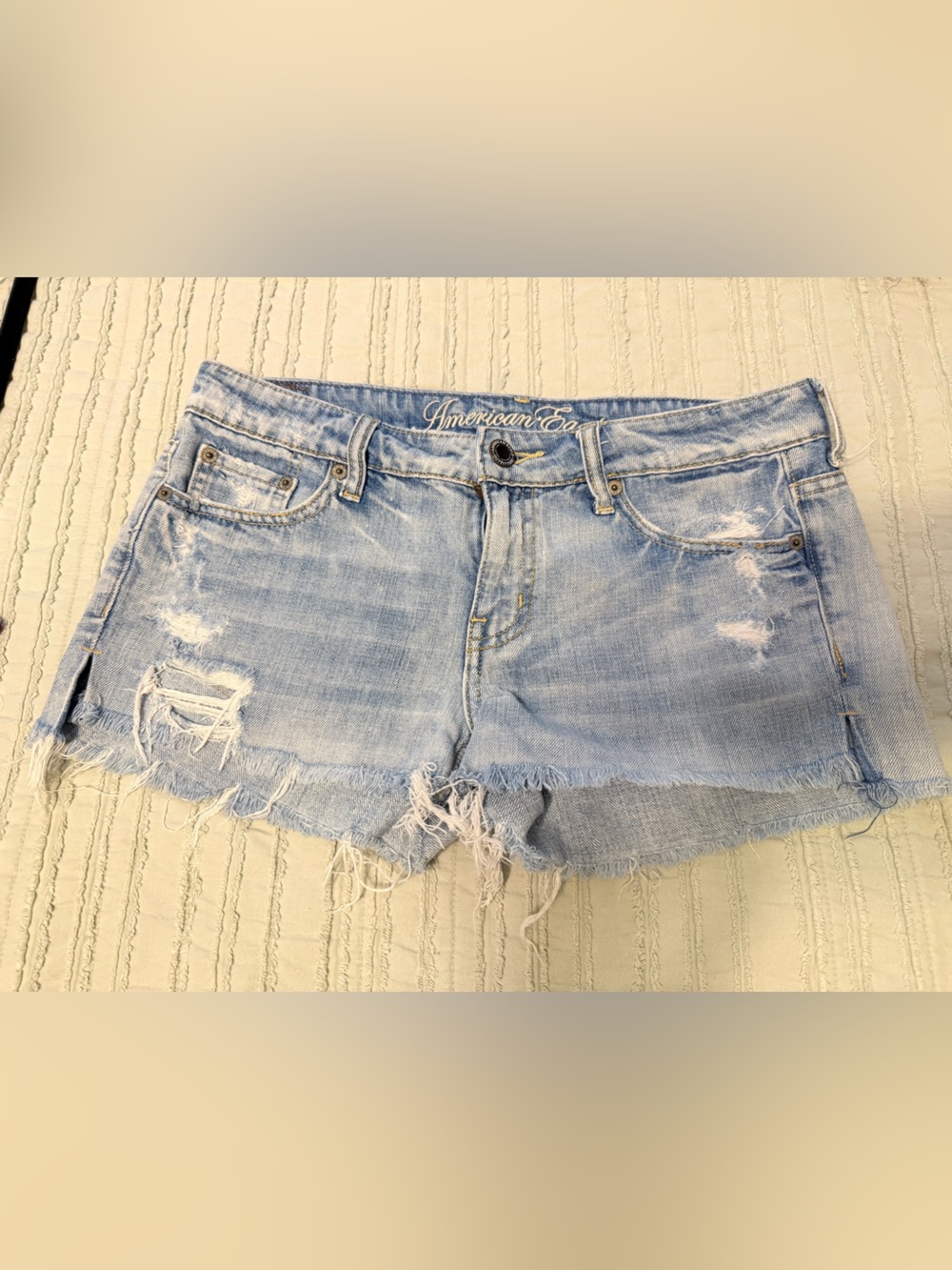 American Eagle Outfitters Light Blue Distressed Denim Cutoff Shorts